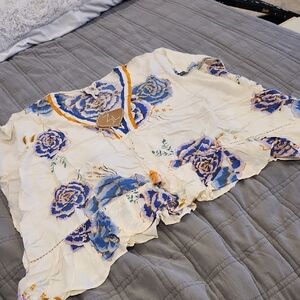 Floral Z&L Europe V-Neck Ruffle Swim Coverup New With Tags!